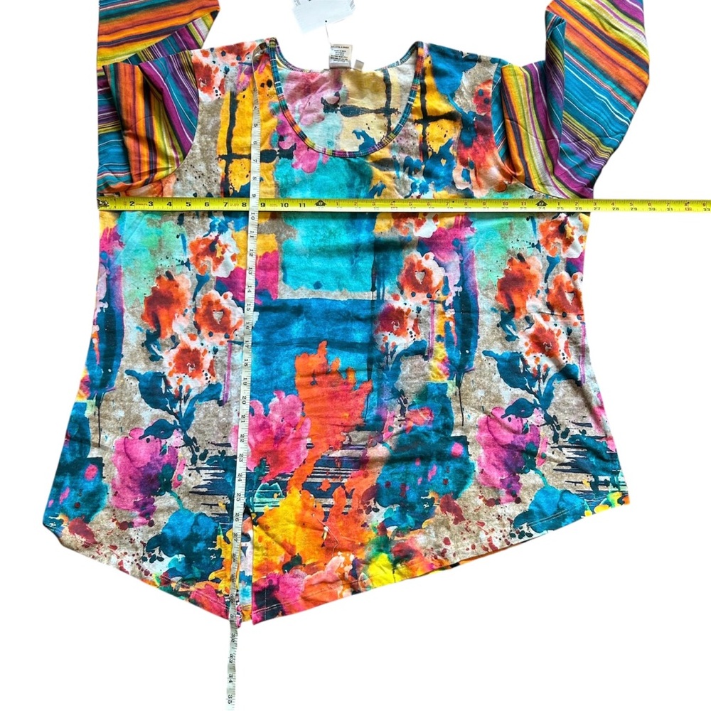 PARSLEY & SAGE Women Size 2X Multicolor Abstract Art Asymmetrical Tunic Top. - Picture 8 of 12